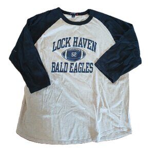 Lock Haven Bald Eagles 3/4 Sleeve Shirt Men’s XL Gray NCAA Tee